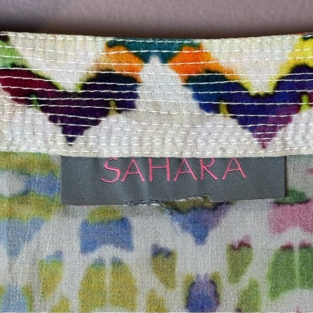 Sahara London Beautiful Print V-Neck Viscose Tunic Top 14-16 - Picture 8 of 10